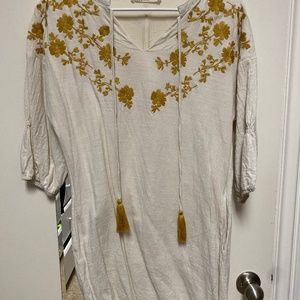 Cream Dress with Mustard floral design